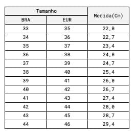 Tabela de tamanho BAMOU_sola bamou